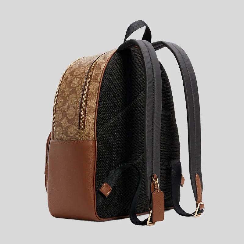 Sac à dos Coach Court en toile signature couleur kaki selle 5671