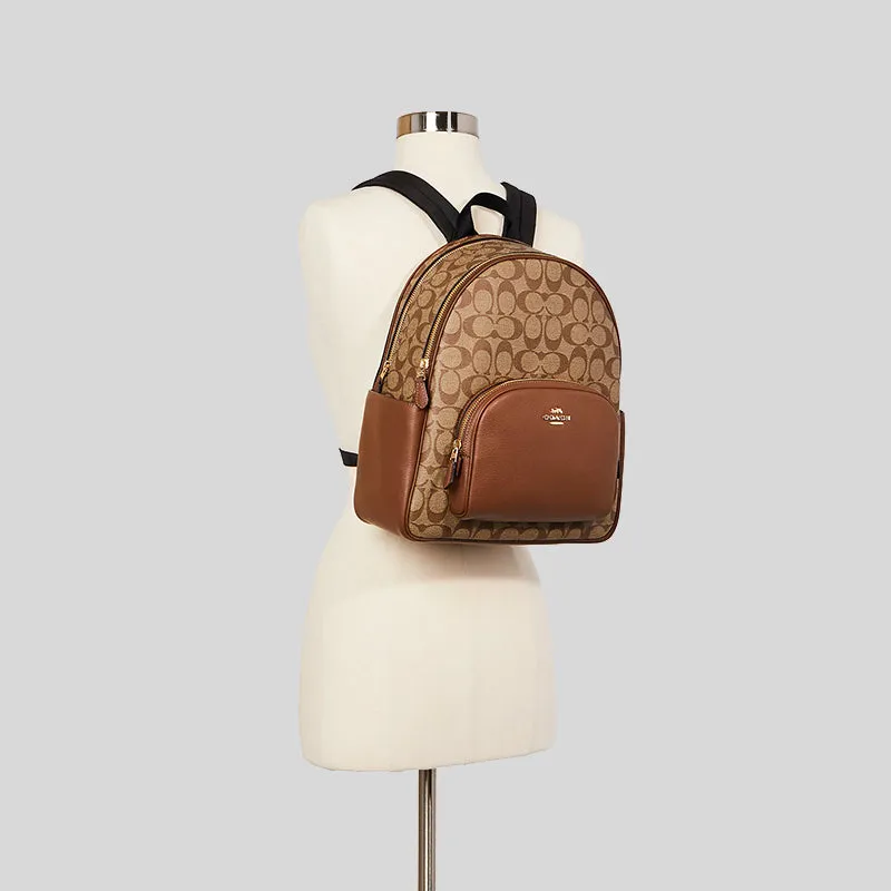 Sac à dos Coach Court en toile signature couleur kaki selle 5671