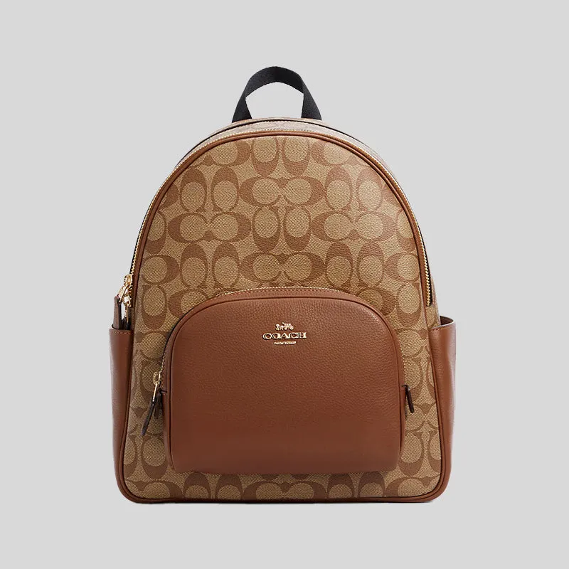 Sac à dos Coach Court en toile signature couleur kaki selle 5671
