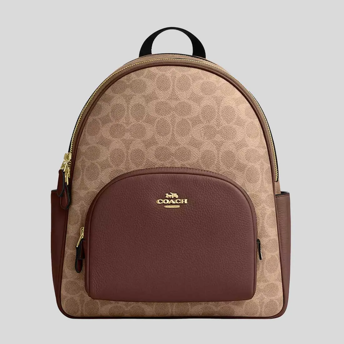 Sac à dos COACH Court en toile signature beige/marron CZ176