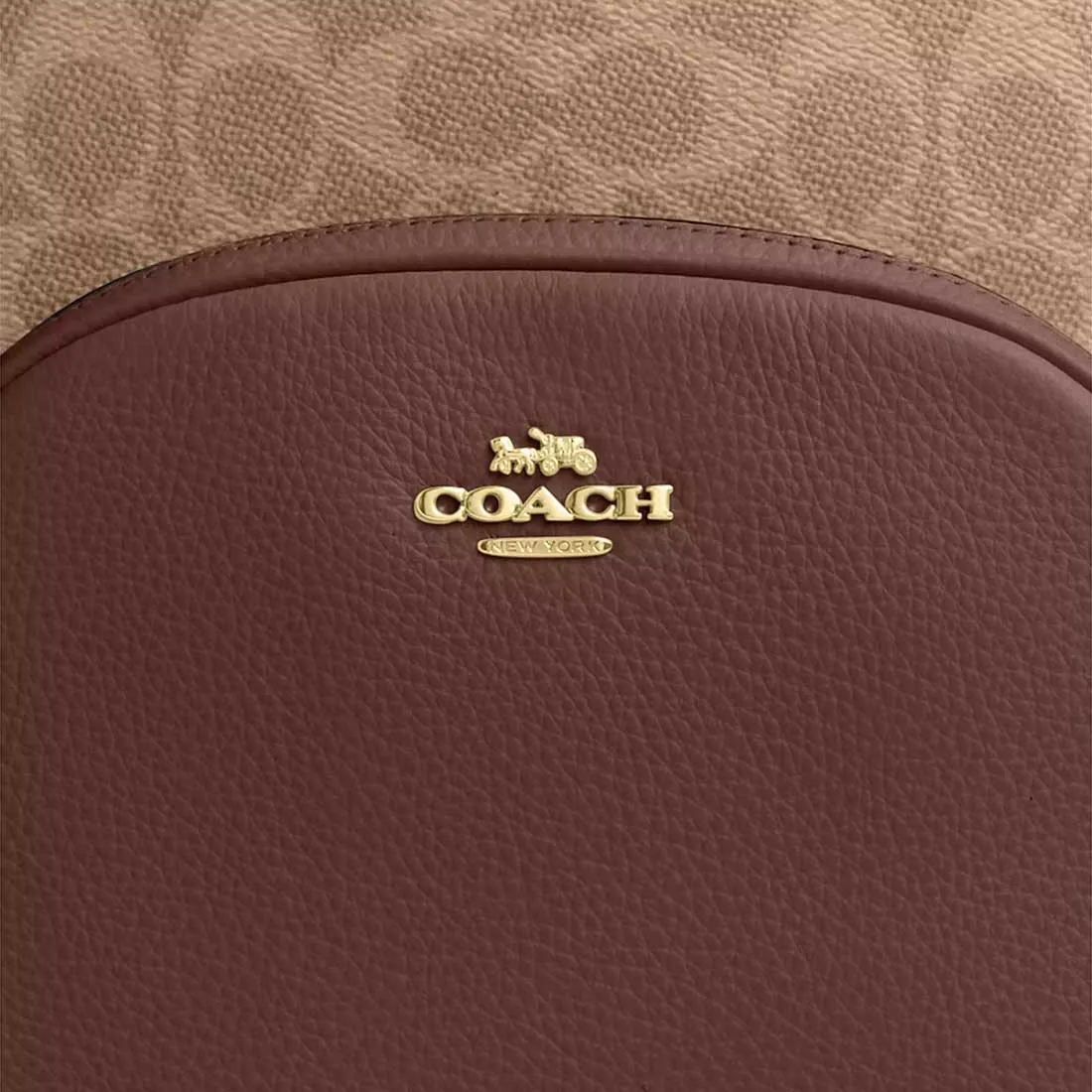 Sac à dos COACH Court en toile signature beige/marron CZ176