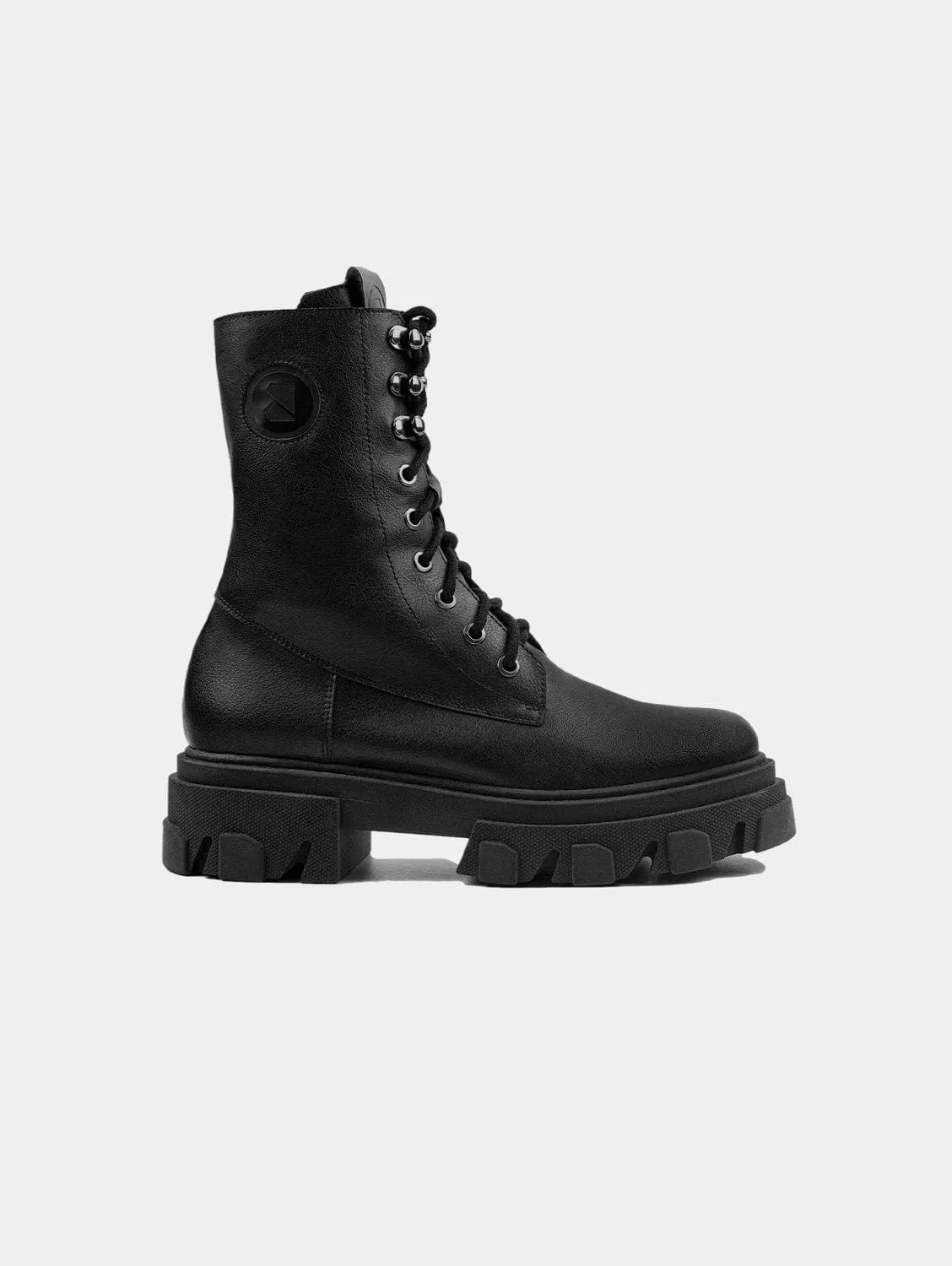 Bottes de travail pour femmes en similicuir vegan Combat | Noir