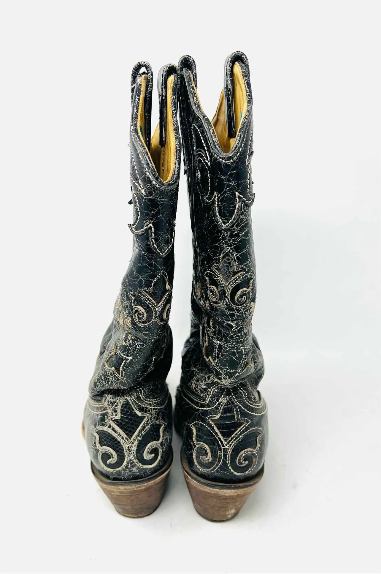 Corral Taille 7.5 Noir/Crème Cuir Craquelé AVEC BOÎTE !!! Chaussures Bottes