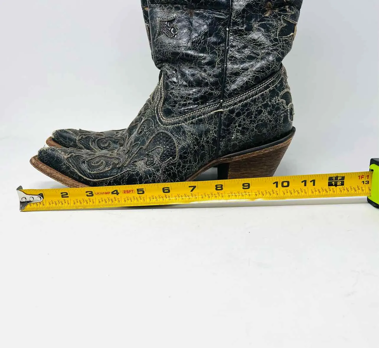 Corral Taille 7.5 Noir/Crème Cuir Craquelé AVEC BOÎTE !!! Chaussures Bottes
