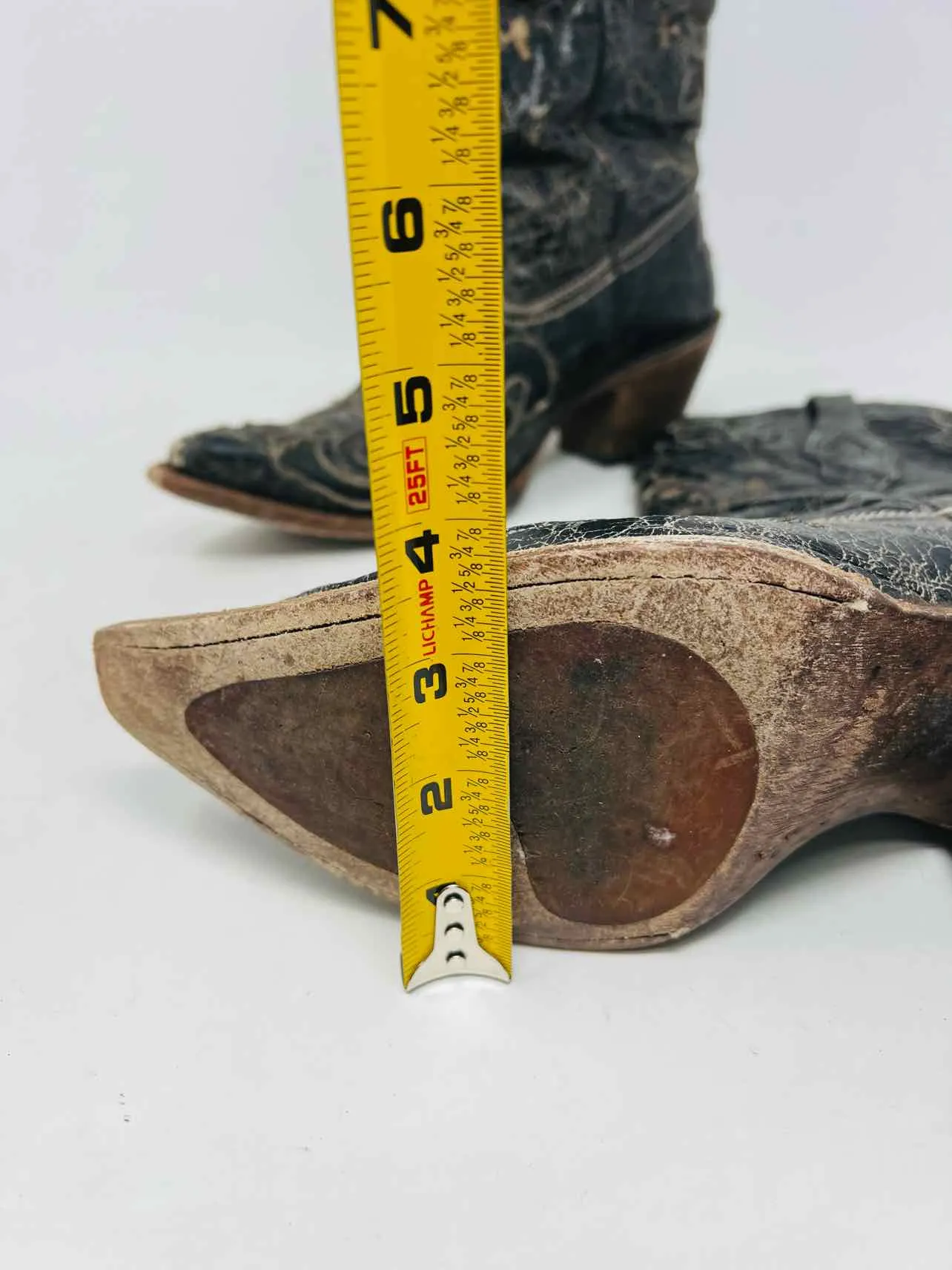 Corral Taille 7.5 Noir/Crème Cuir Craquelé AVEC BOÎTE !!! Chaussures Bottes