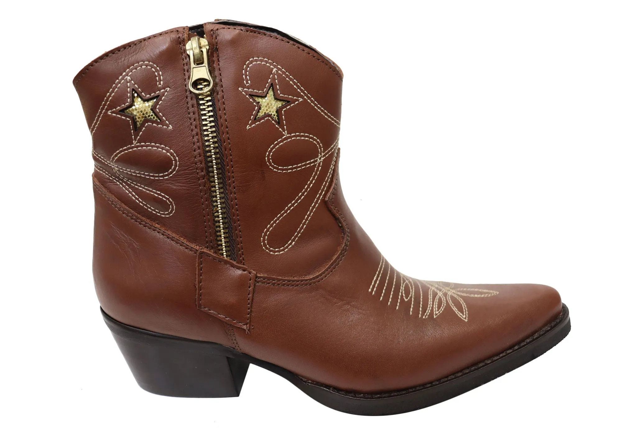 Bottes cheville western en cuir pour femmes D Milton Daisy - Chaussures D Milton