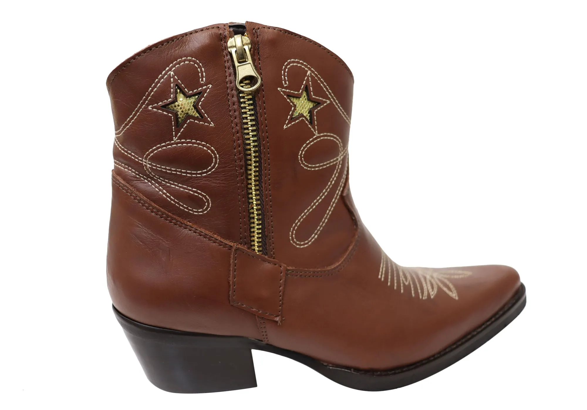 Bottes cheville western en cuir pour femmes D Milton Daisy - Chaussures D Milton