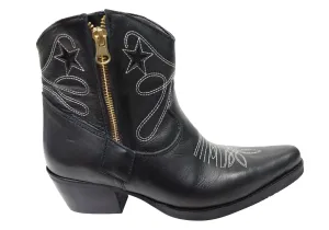 D Milton Daisy Womens Leather Western Cowboy Ankle Boots D Milton Shoes