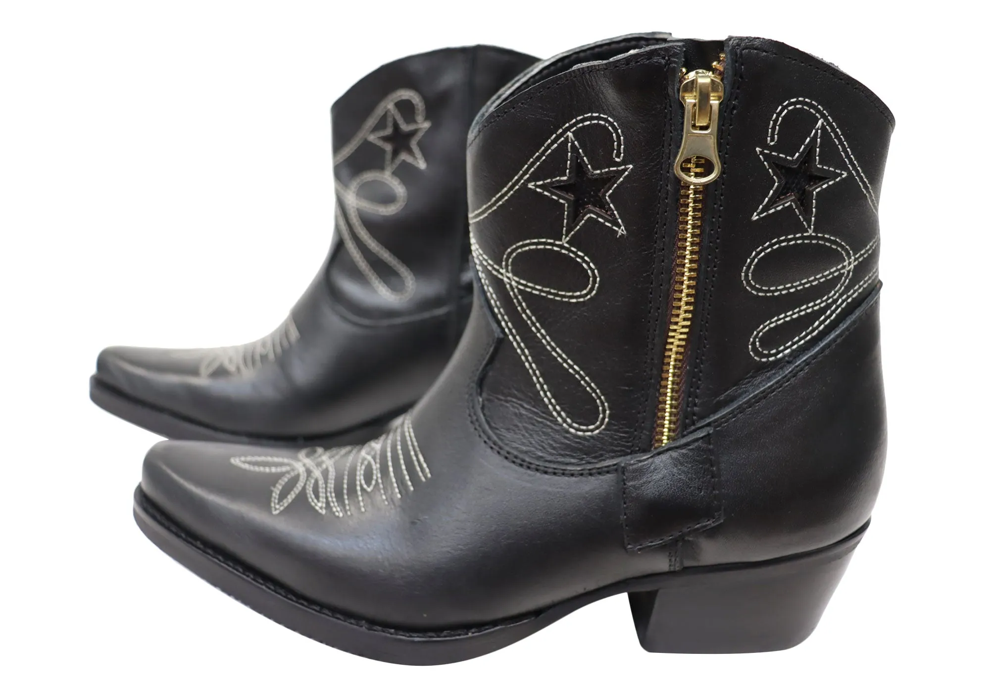 Bottes cheville western en cuir pour femmes D Milton Daisy - Chaussures D Milton