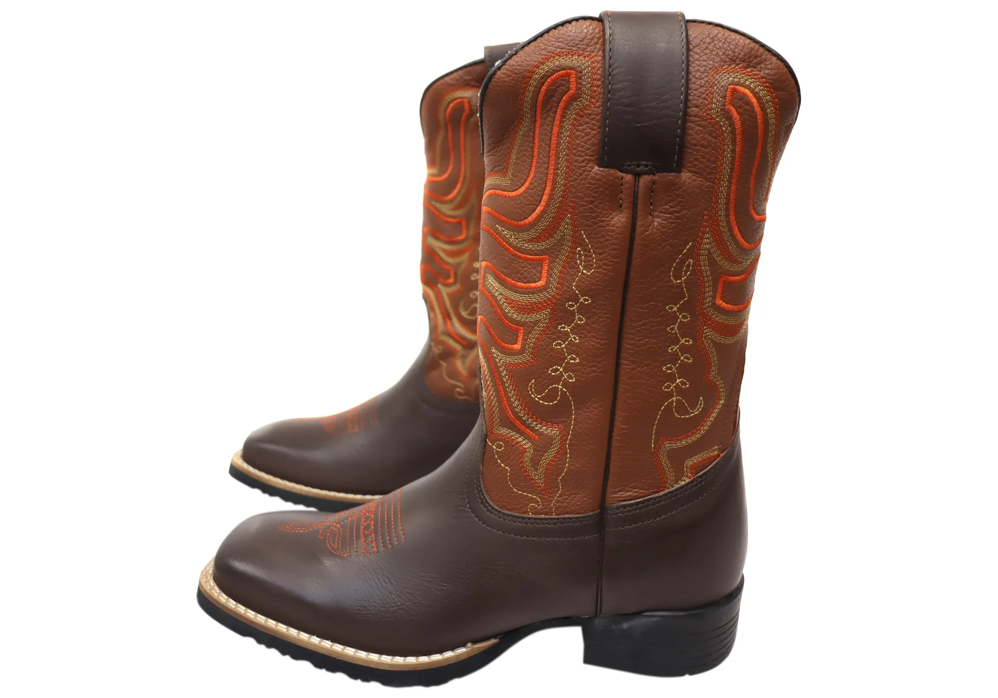 Bottes de cowboy occidentales confortables en cuir pour hommes D Milton Ridgeland - Chaussures D Milton