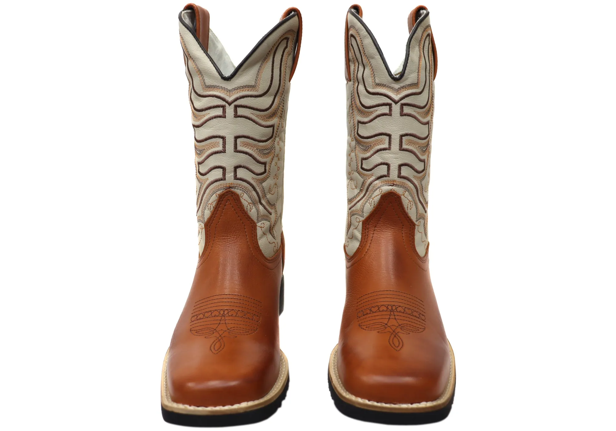 Bottes de cowboy occidentales confortables en cuir pour hommes D Milton Ridgeland - Chaussures D Milton