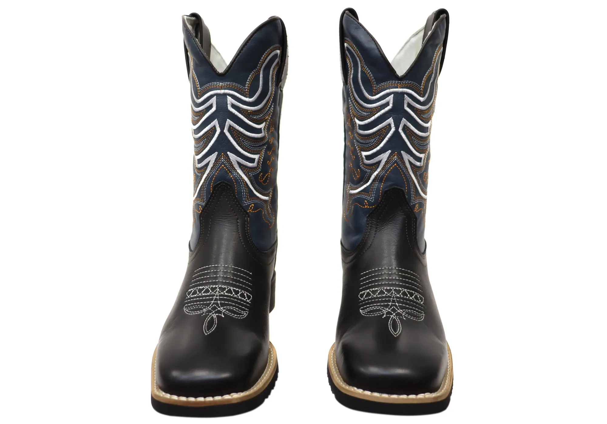 Bottes de cowboy occidentales confortables en cuir pour hommes D Milton Ridgeland - Chaussures D Milton