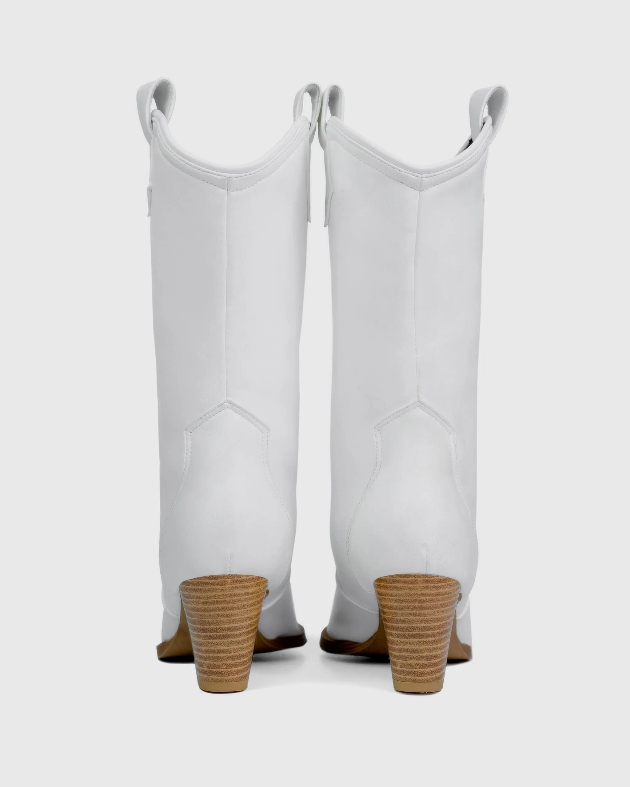 Bottes cowboy à talons en cuir végan Desserto® en cactus Nopal blanc