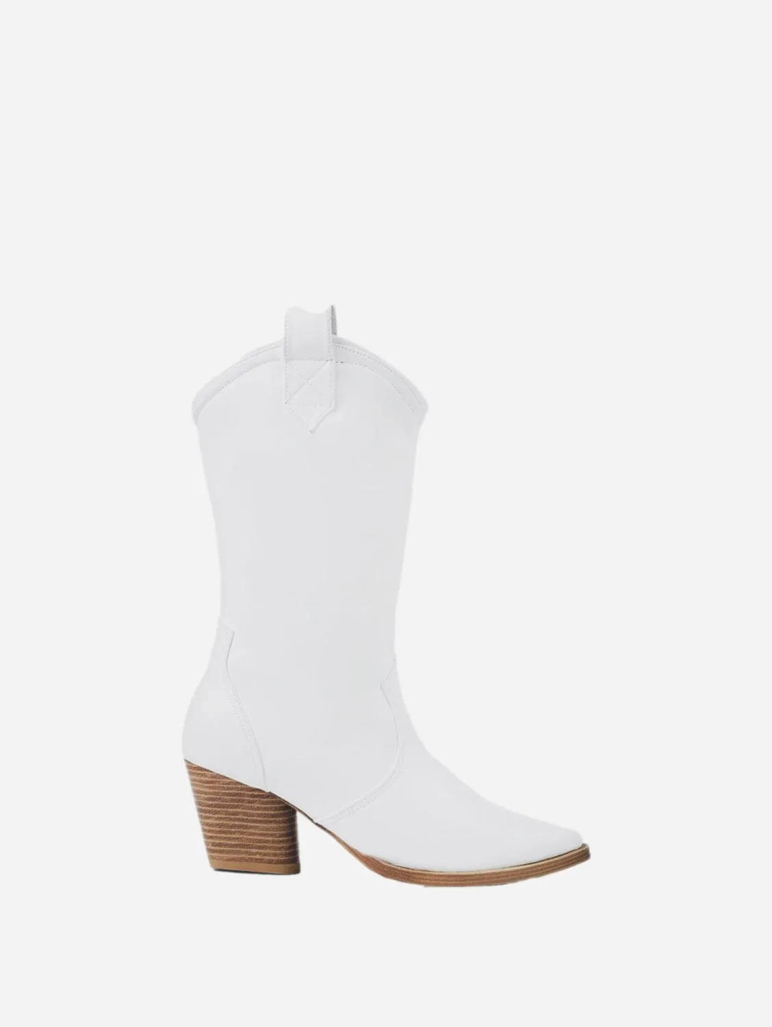 Bottes cowboy à talons en cuir végan Desserto® en cactus Nopal blanc