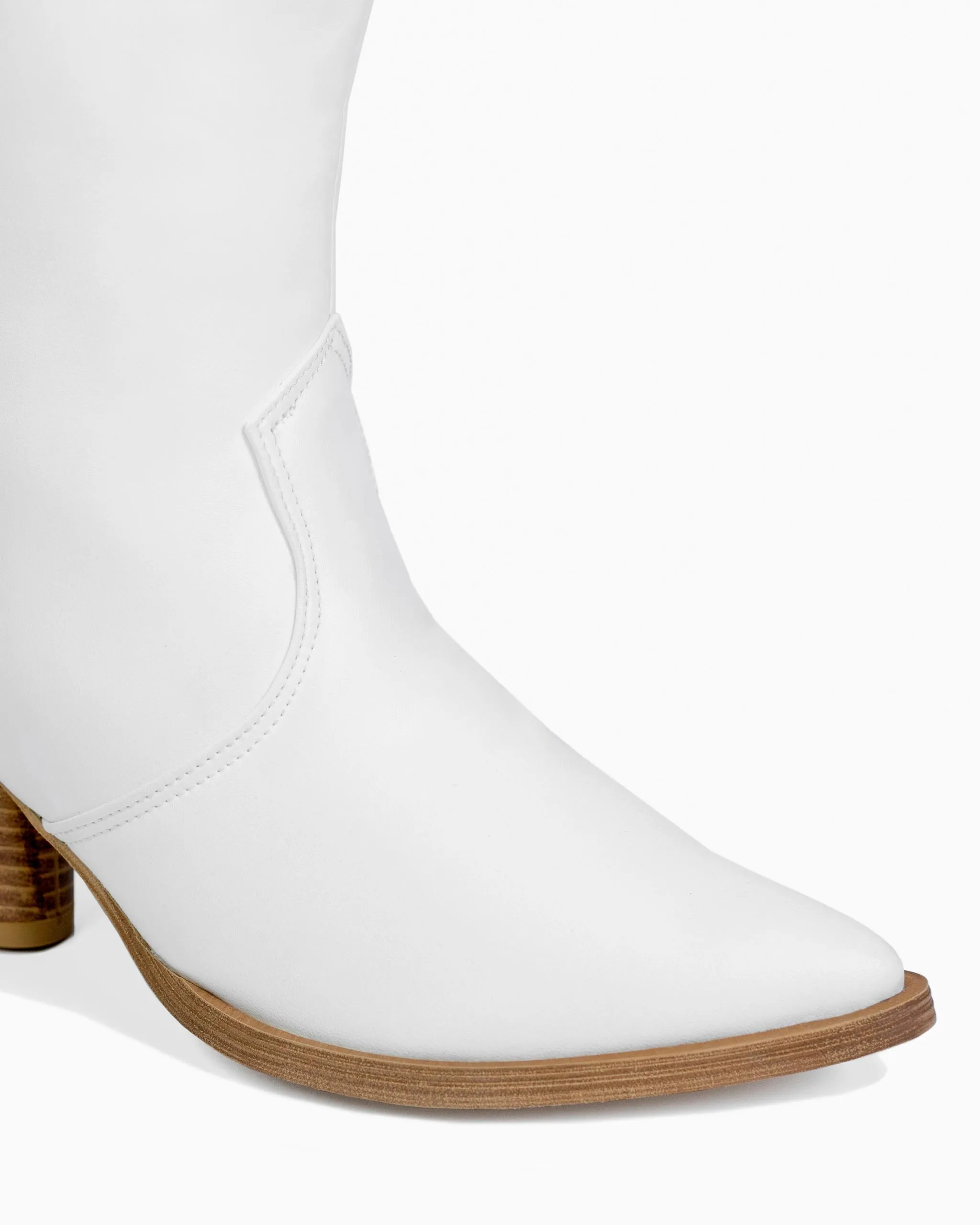 Bottes cowboy à talons en cuir végan Desserto® en cactus Nopal blanc