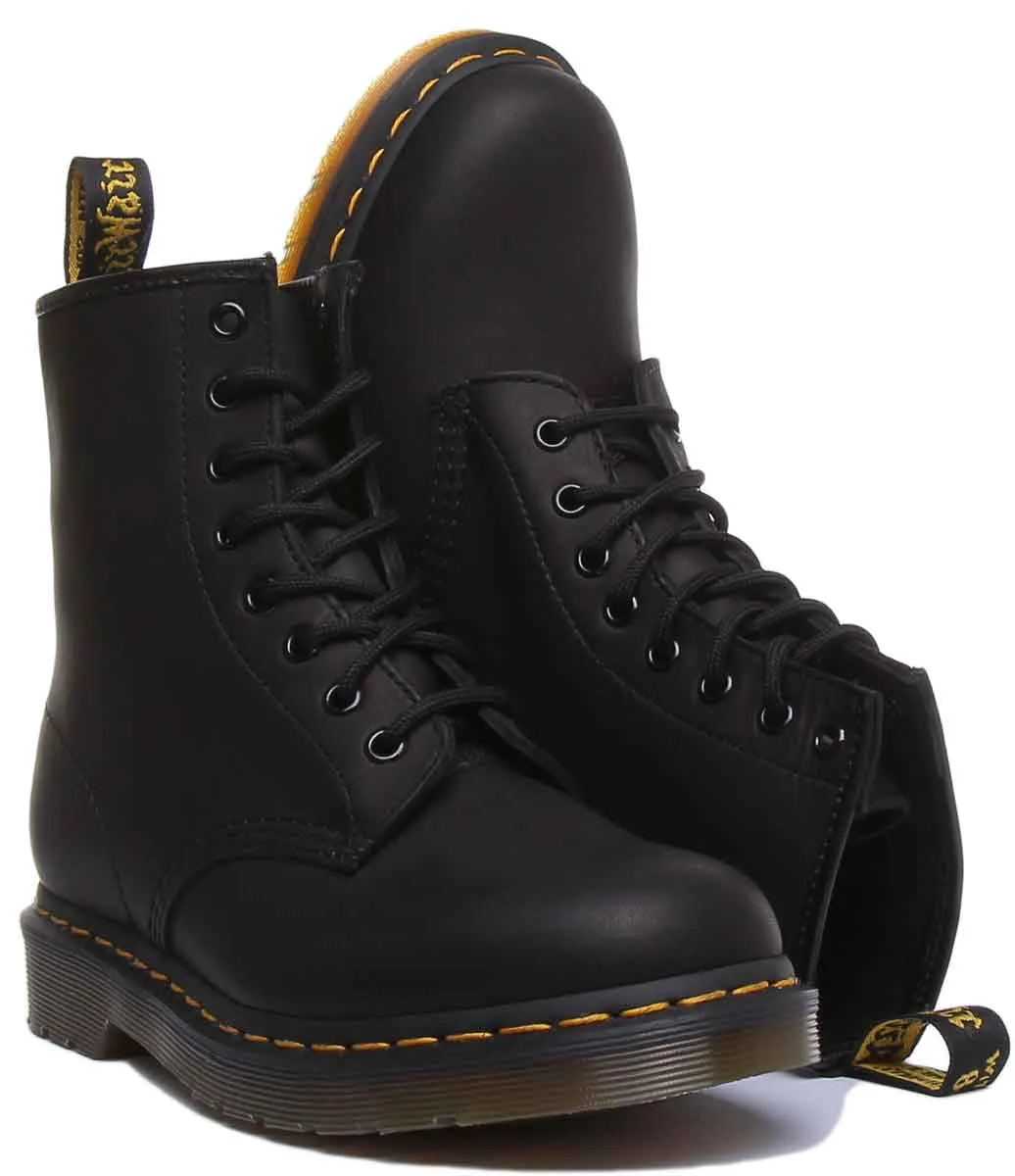 Dr Martens 1460 Graissé en Noir Chaussures Dr Martens