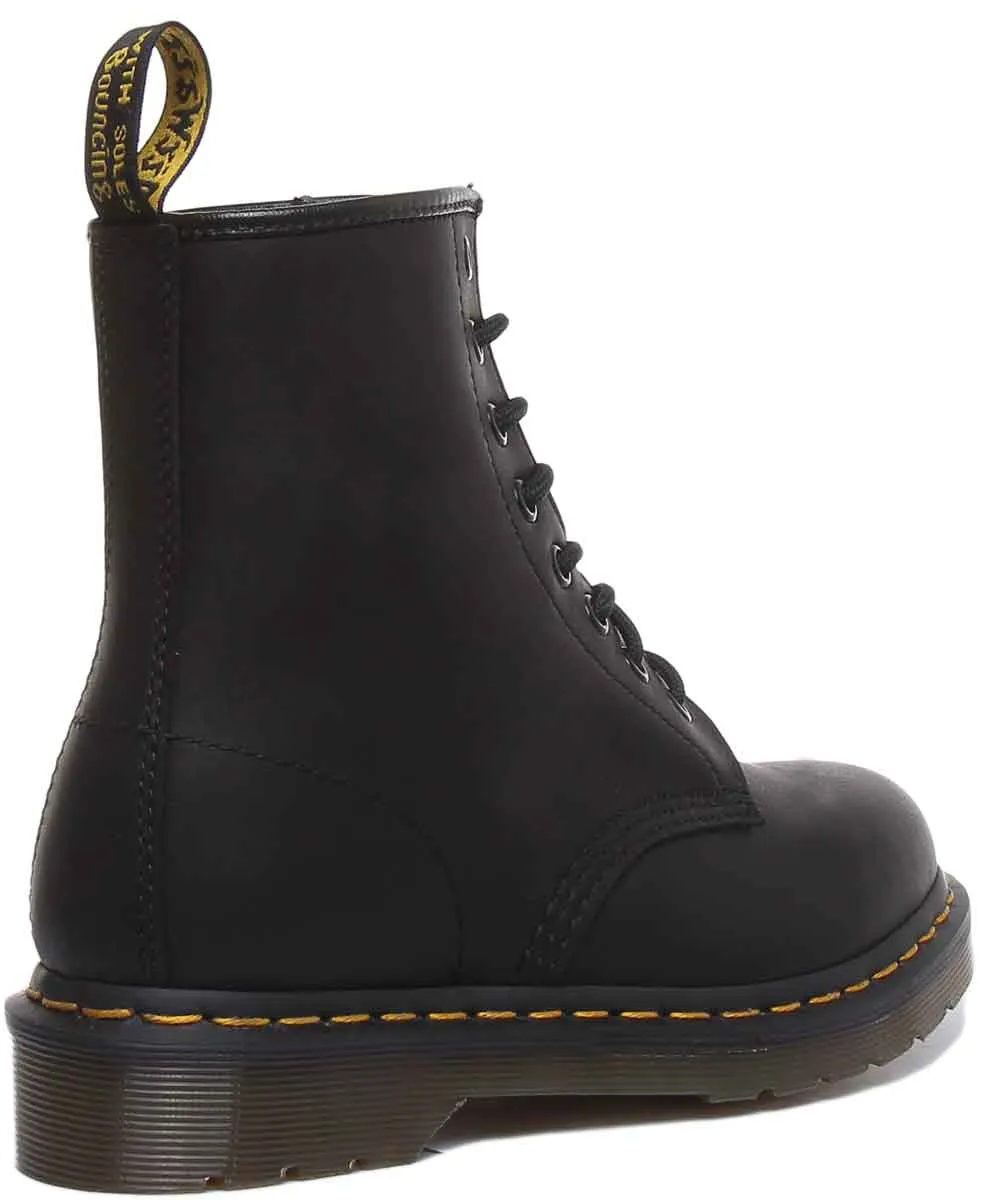 Dr Martens 1460 Graissé en Noir Chaussures Dr Martens