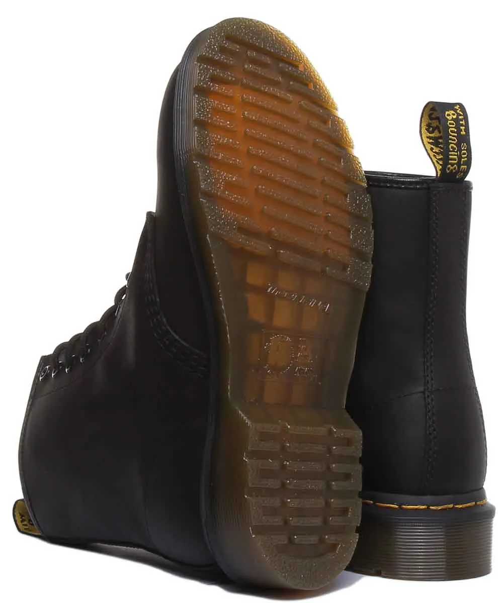 Dr Martens 1460 Graissé en Noir Chaussures Dr Martens