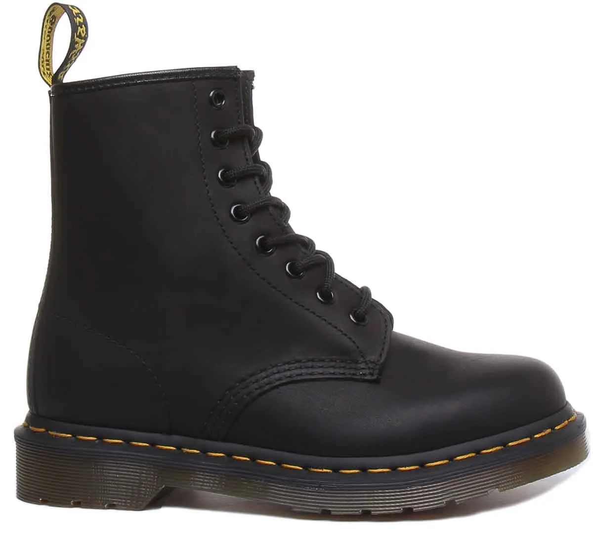 Dr Martens 1460 Graissé en Noir Chaussures Dr Martens