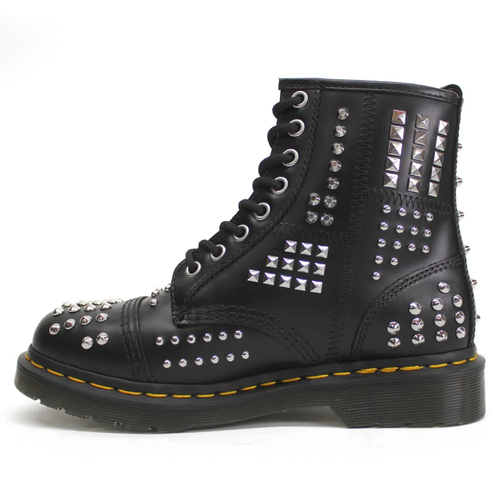 Bottes motardes unisexes Dr. Martens 1460 à lacets et zip avec rivets en cuir Atlas