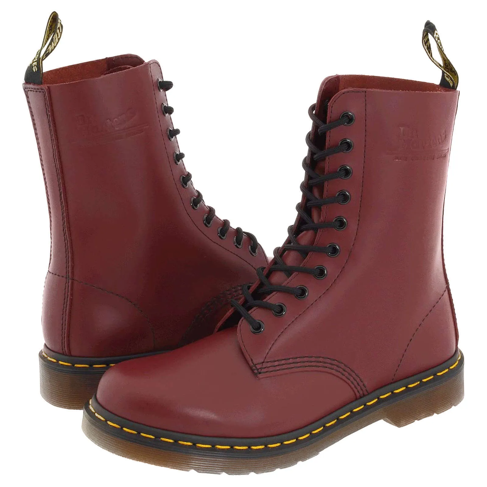 Bottes Dr. Martens 1490 en cuir lisse unisexes à lacets hauts