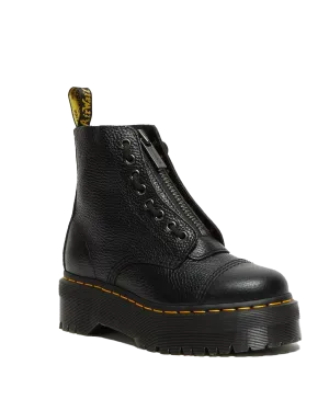 Dr Martens Shoes Sinclair Milled Nappa Leather Platform Boots in Black Milled Napa