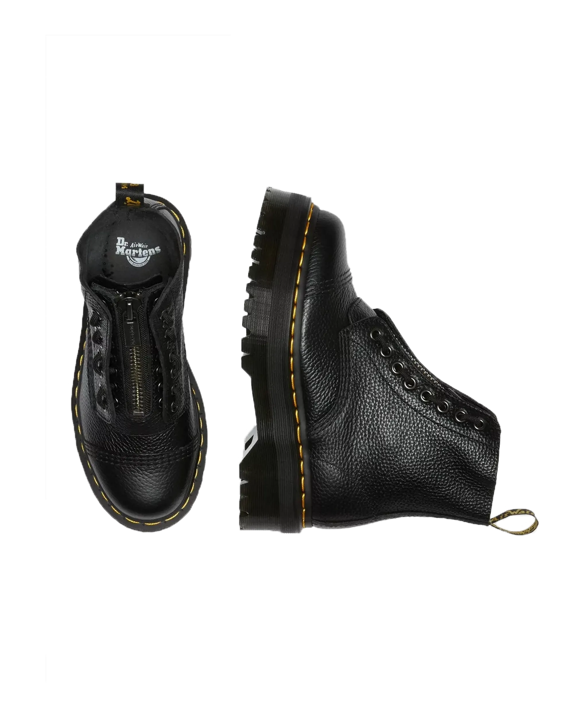 Dr Martens Chaussures Sinclair en Cuir Nappa Brossé Bottes à Plateforme en Noir Nappa Brossé