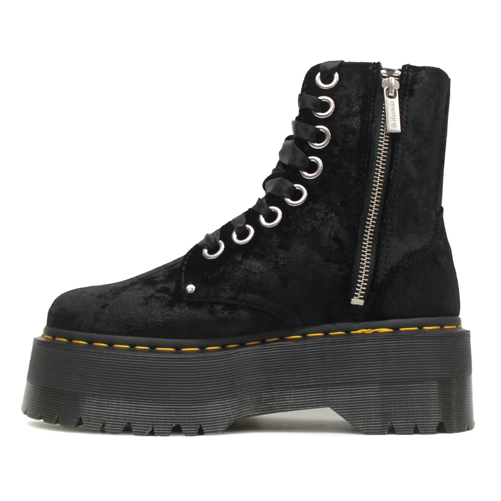 Bottes plates cheville pour femme Dr. Martens Vegan Jadon Max en velours écrasé