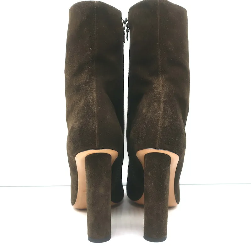 Bottes Dries Van Noten à talon courbé en daim olive taille 41