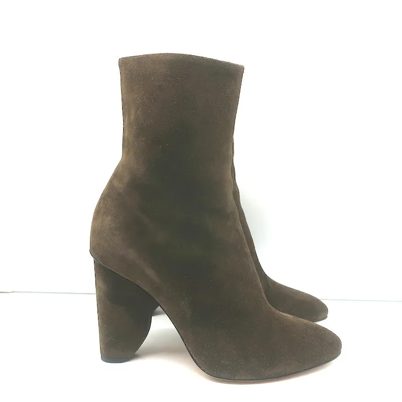 Bottes Dries Van Noten à talon courbé en daim olive taille 41