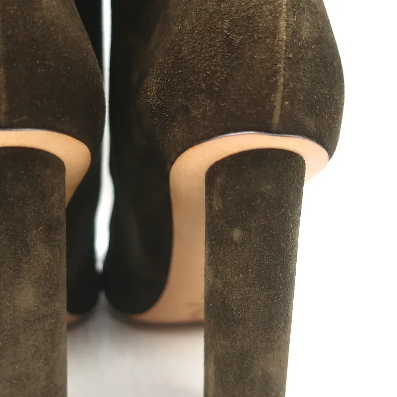 Bottes Dries Van Noten à talon courbé en daim olive taille 41