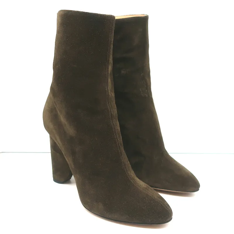 Bottes Dries Van Noten à talon courbé en daim olive taille 41