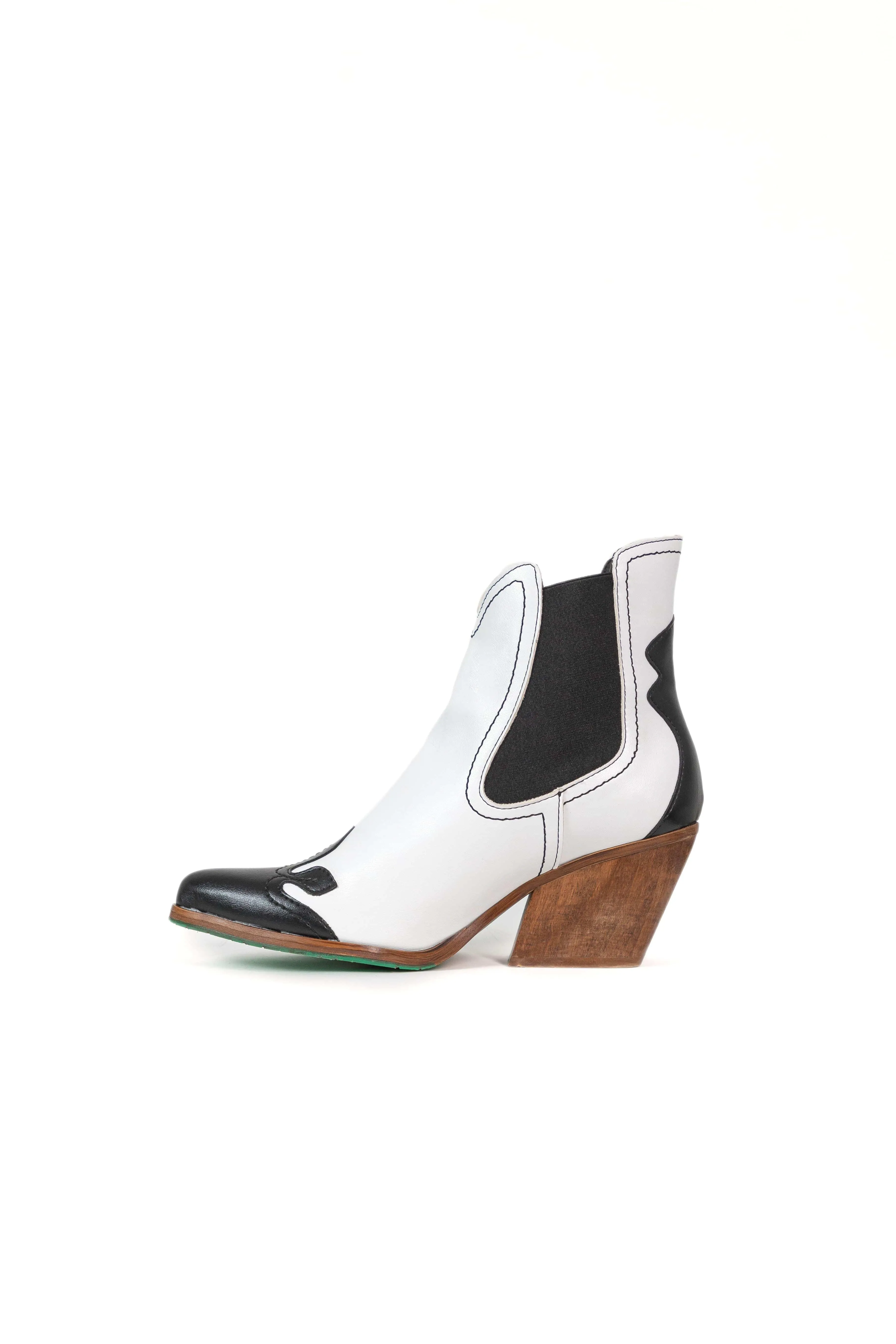 Bottes Chelsea Cowboy en Similicuir de Pomme Vegan Duke | Noir & Blanc