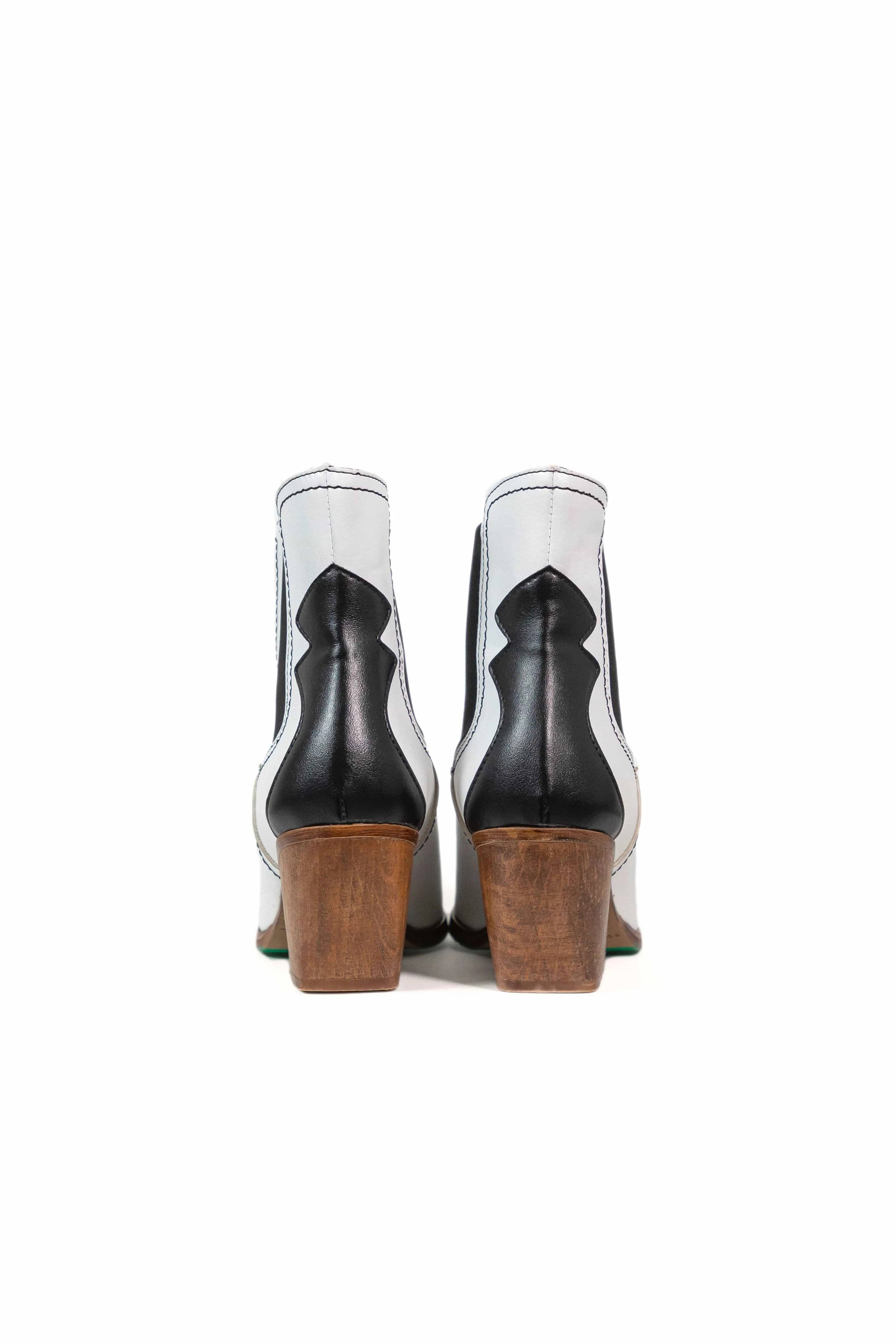 Bottes Chelsea Cowboy en Similicuir de Pomme Vegan Duke | Noir & Blanc