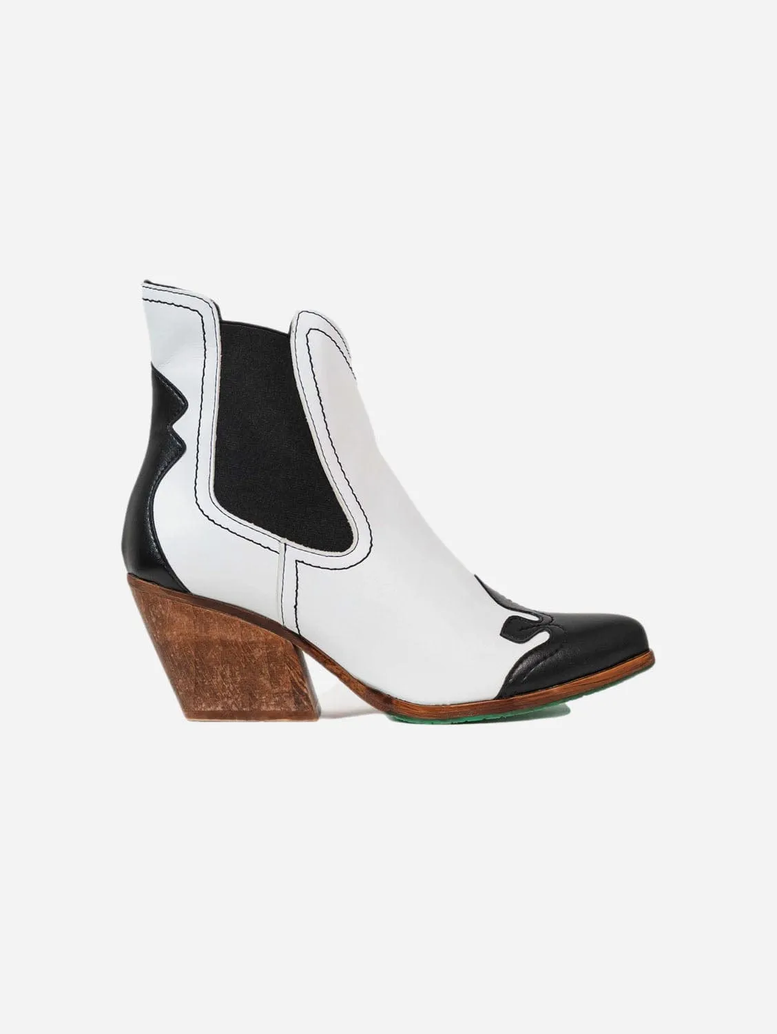 Bottes Chelsea Cowboy en Similicuir de Pomme Vegan Duke | Noir & Blanc