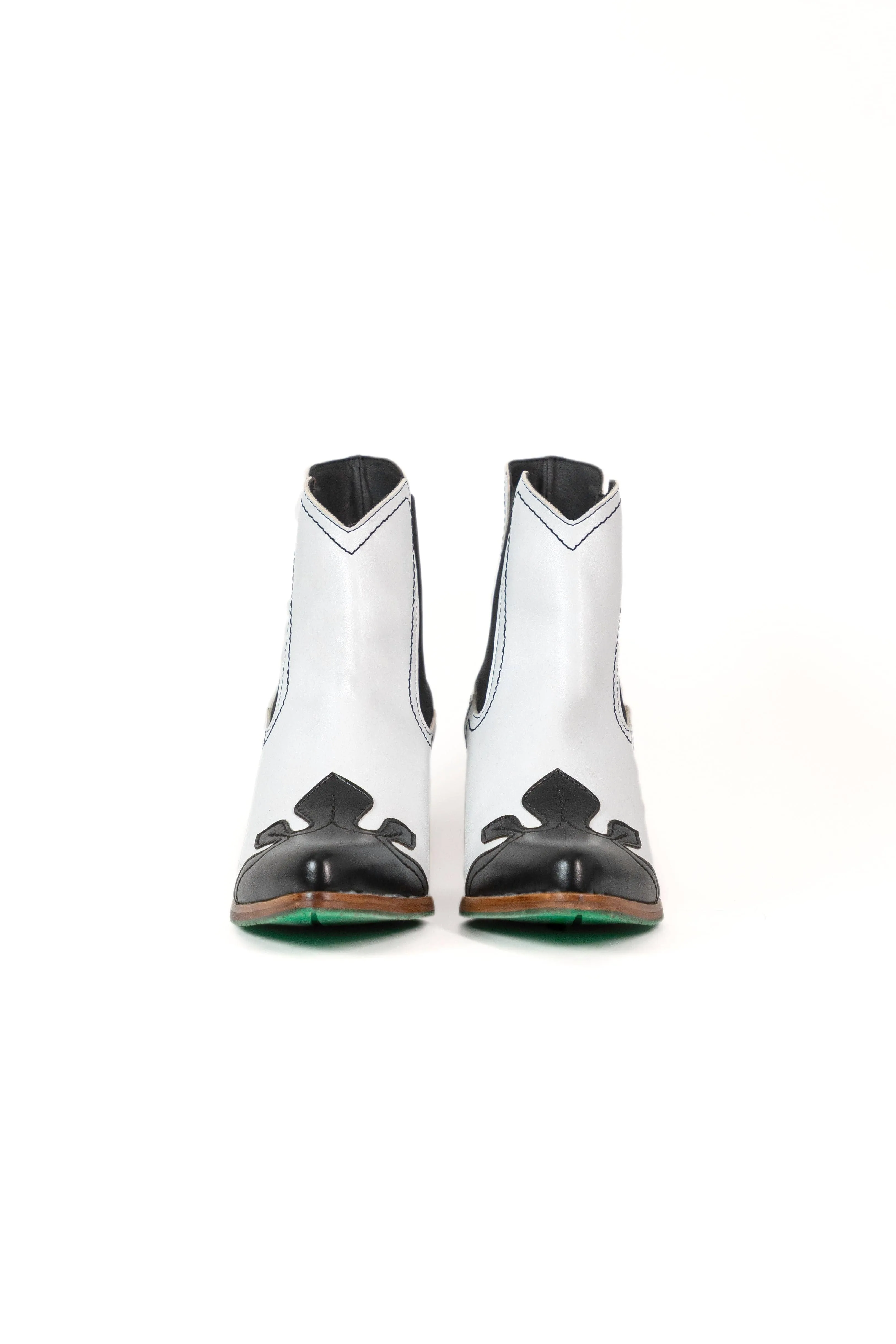 Bottes Chelsea Cowboy en Similicuir de Pomme Vegan Duke | Noir & Blanc