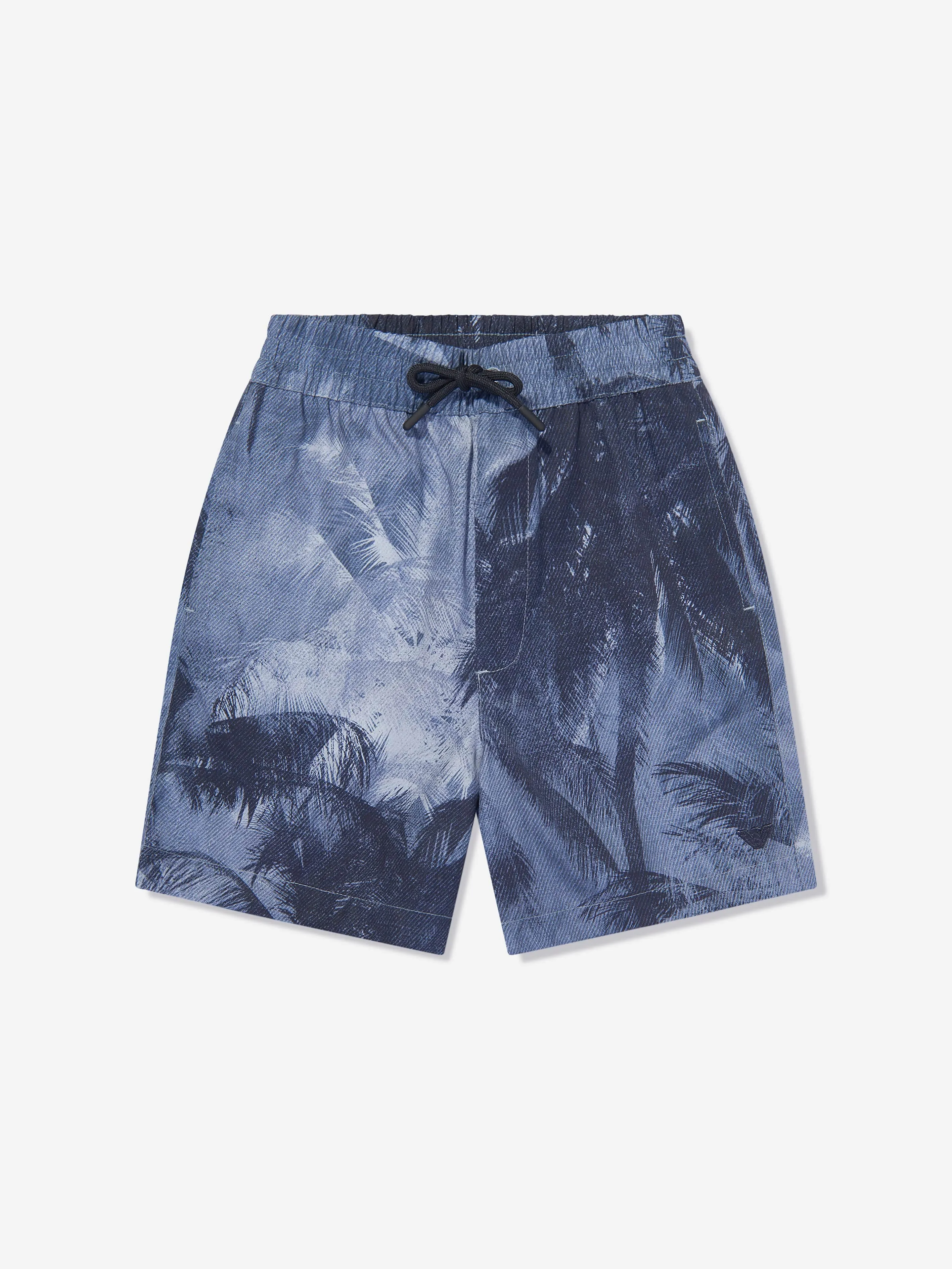 Short Emporio Armani Garçons Feuille de Palmier en Bleu