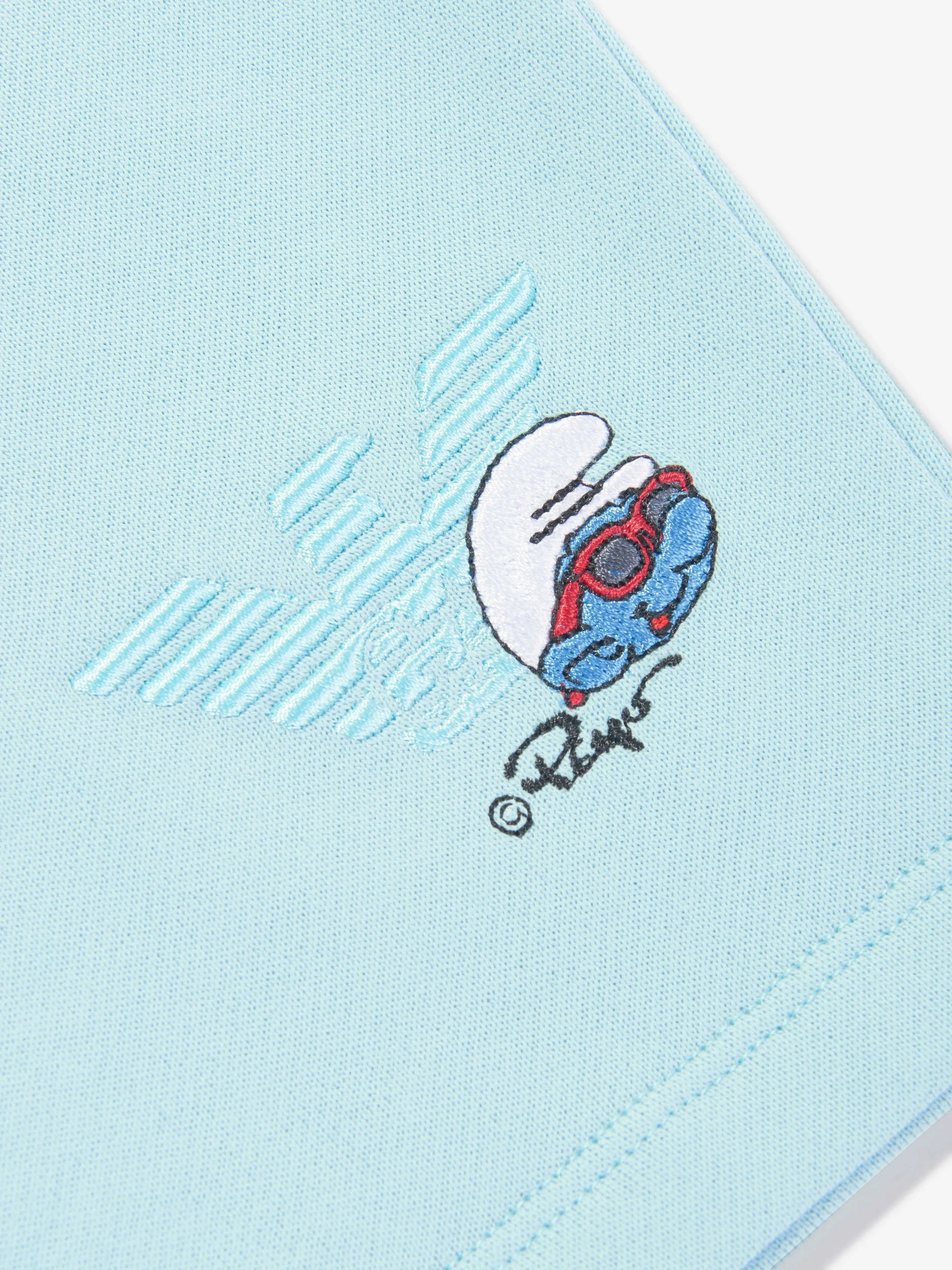 Short Emporio Armani pour garçons avec logo Schtroumpf en bleu