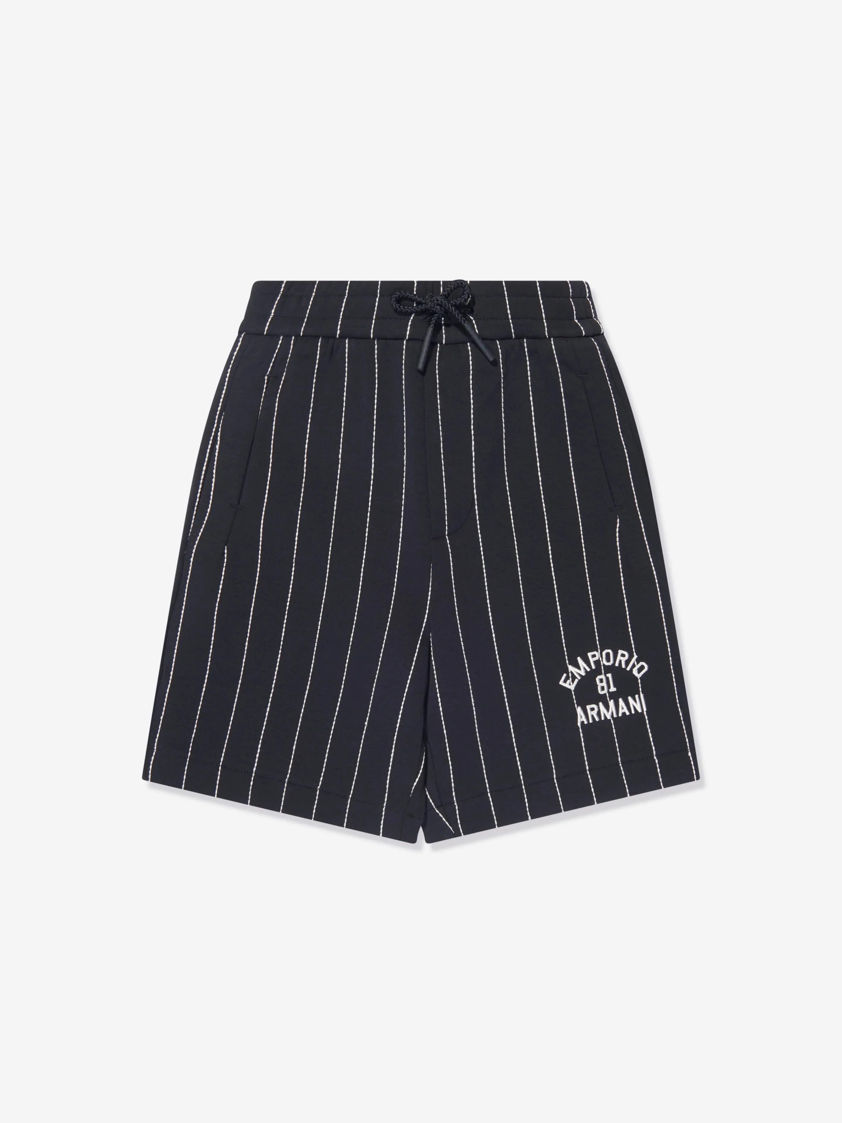 Emporio Armani Shorts Rayés Pour Garçons En Bleu Marine