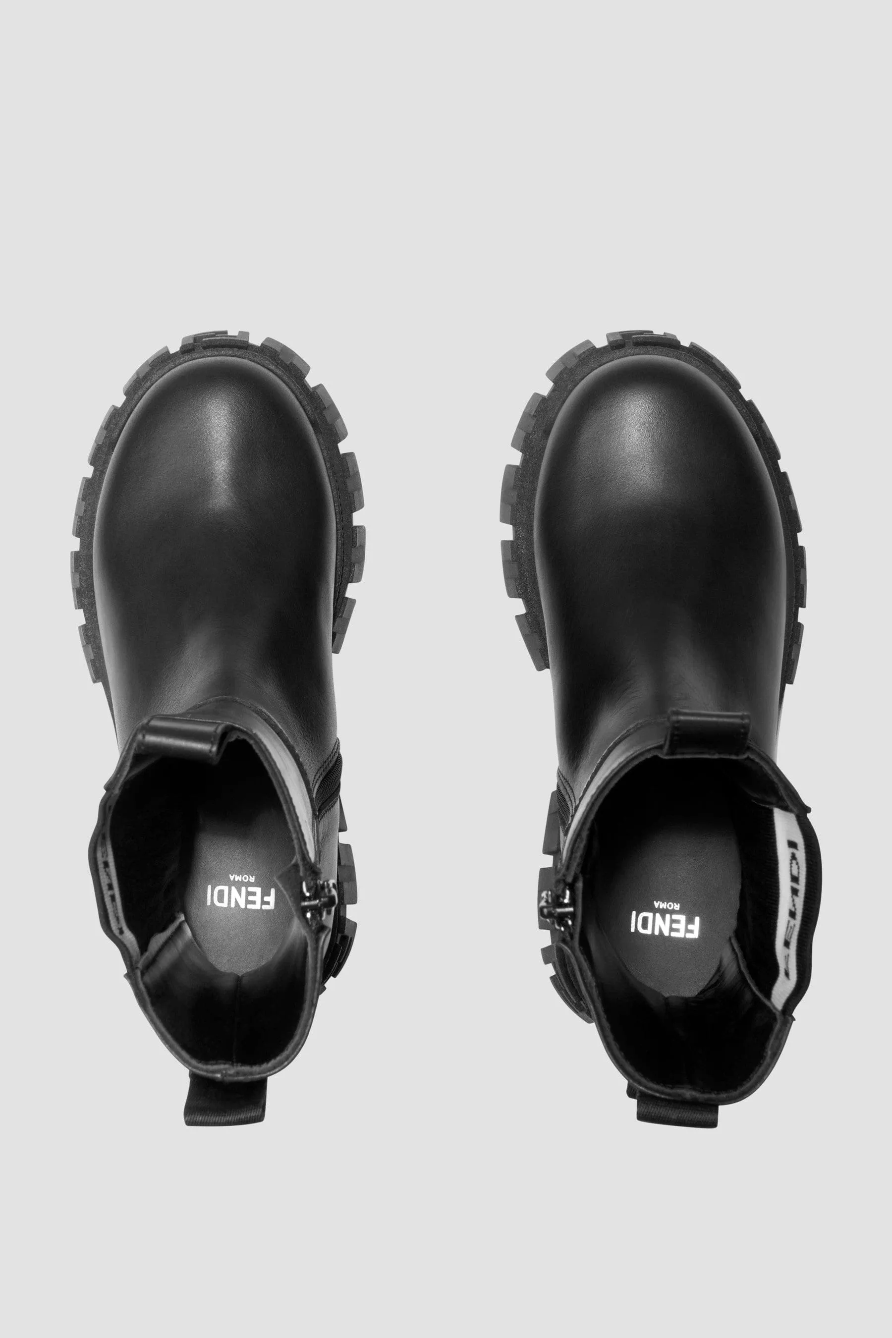 Bottes motardes en cuir Fendi Girls à logo volumineux