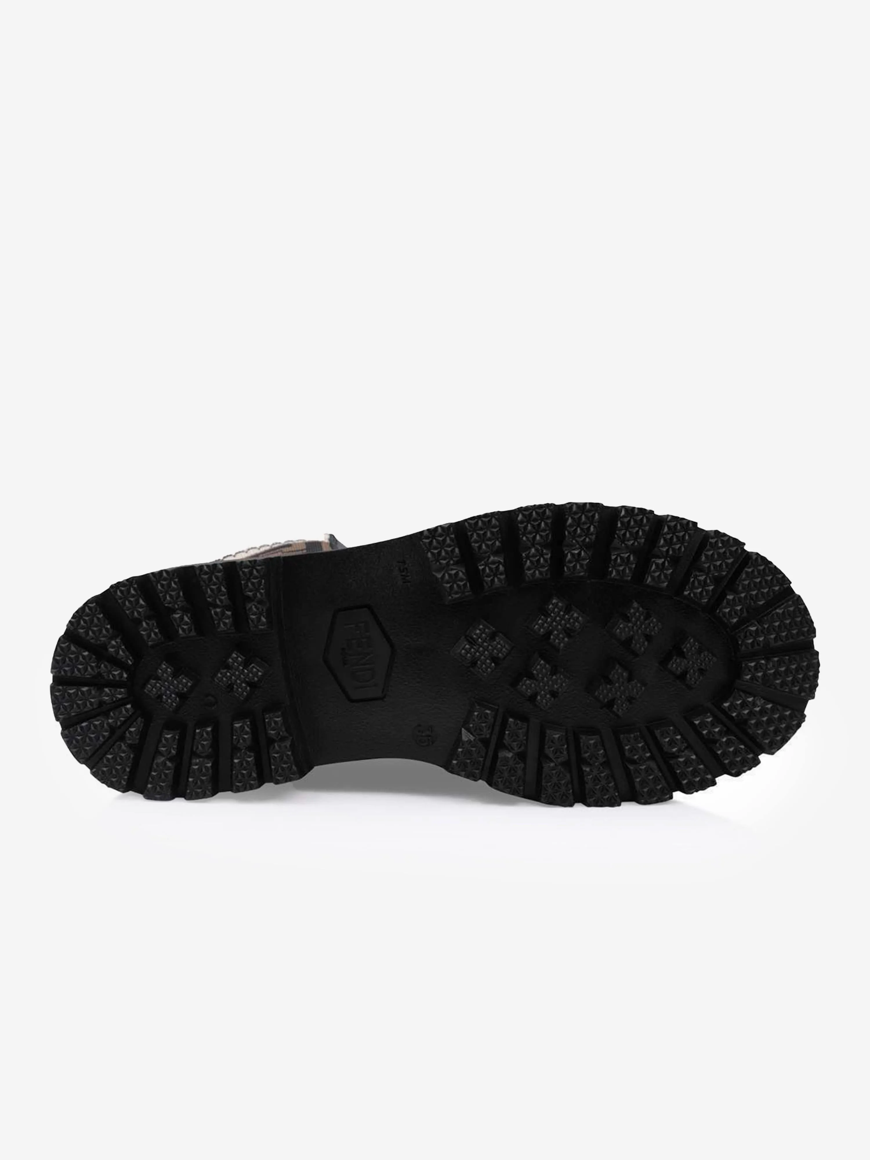 Bottes motard Fendi Kids en cuir avec logo FF en noir