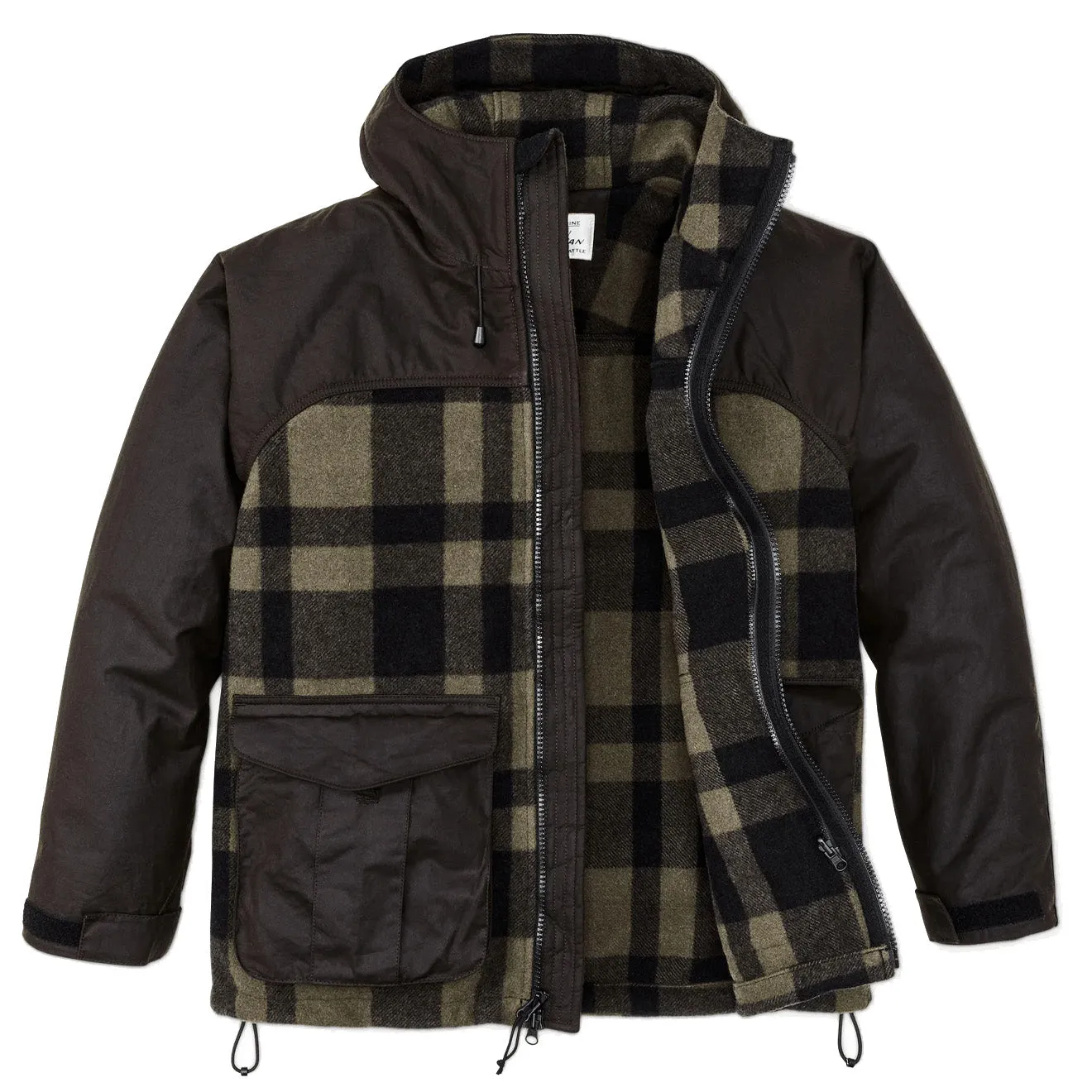 Veste de chasse Filson Mackinaw Vert Loutre / À carreaux noirs