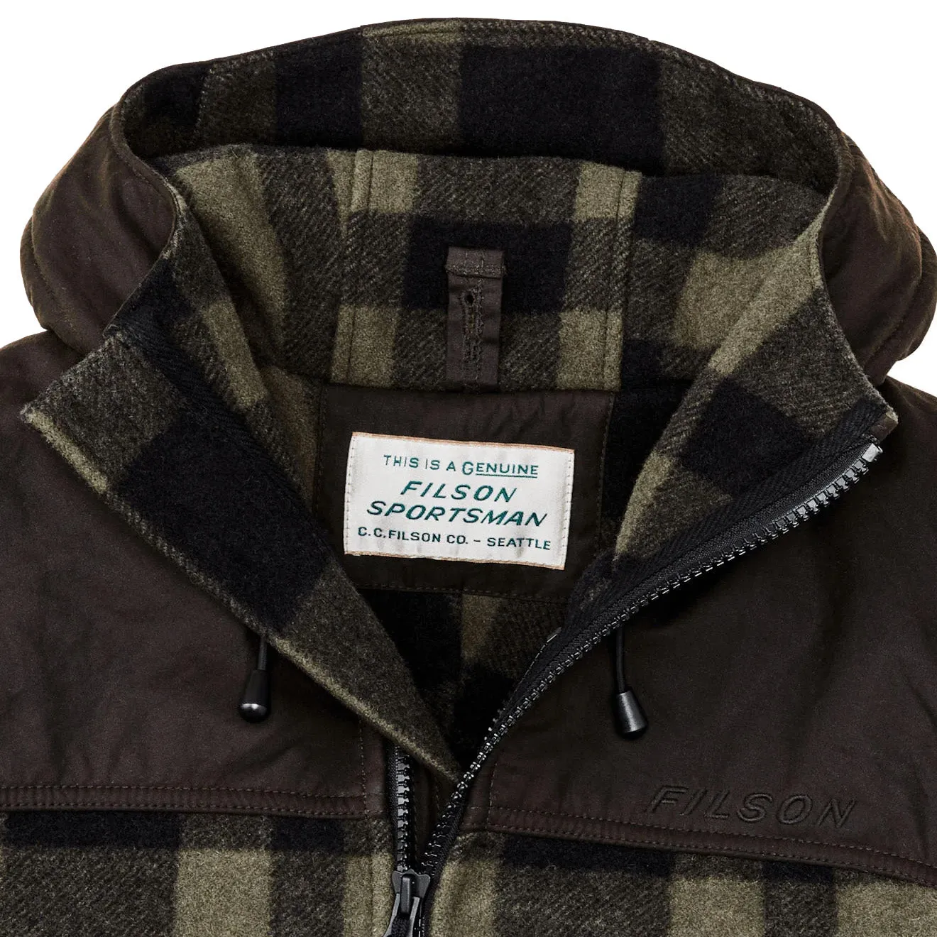 Veste de chasse Filson Mackinaw Vert Loutre / À carreaux noirs