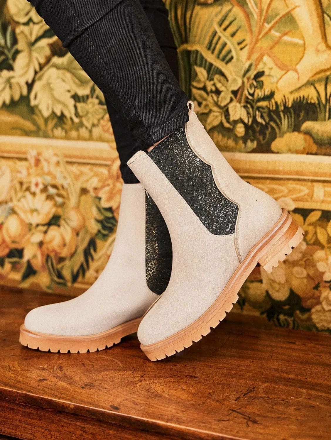 Bottes Chelsea en daim végan recyclé éphémère | Taupe