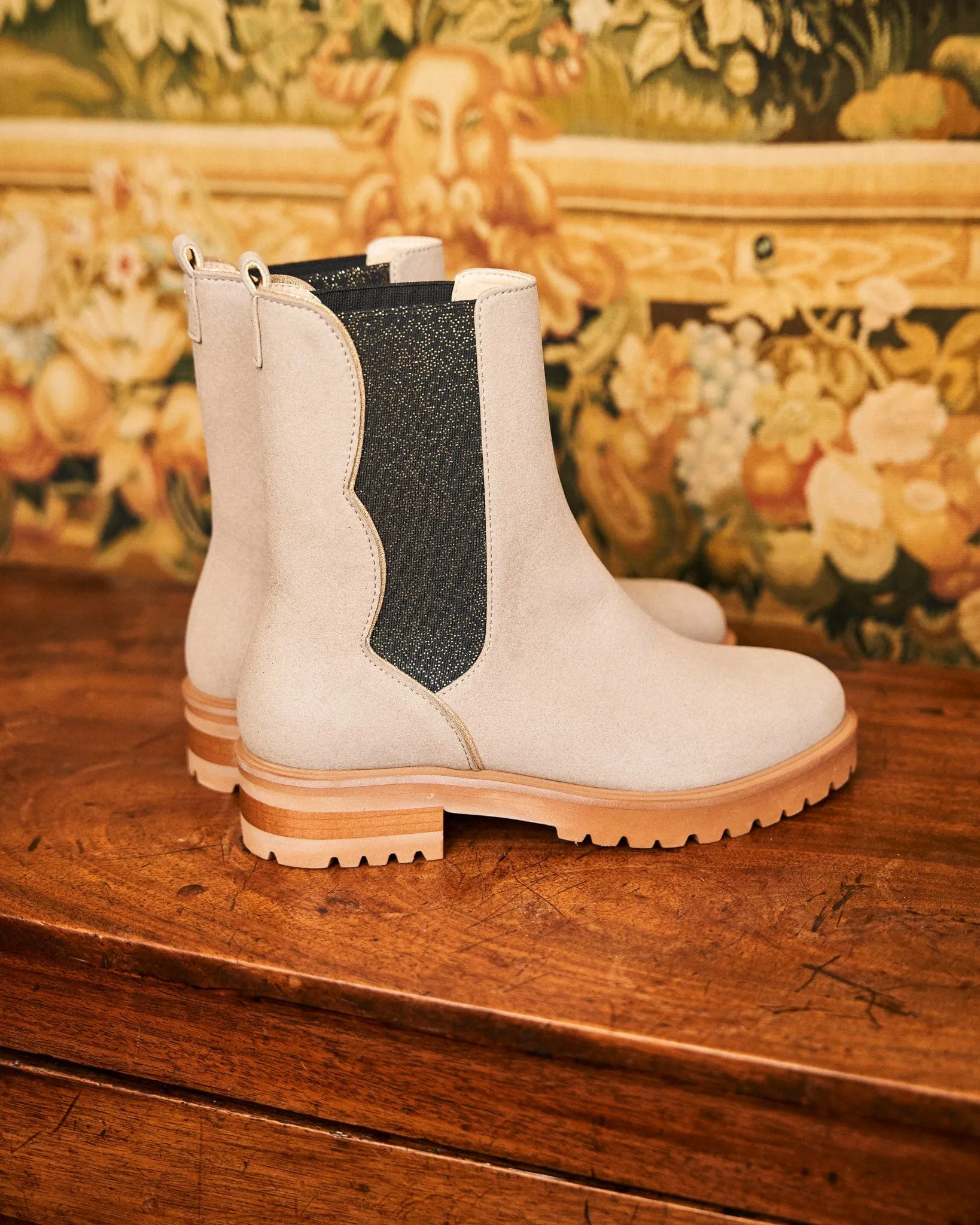 Bottes Chelsea en daim végan recyclé éphémère | Taupe