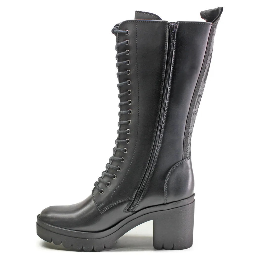 Fly London Taly884Fly Bottines Femme en Cuir à Talon Bloc avec Fermeture Éclair Mi-Mollet