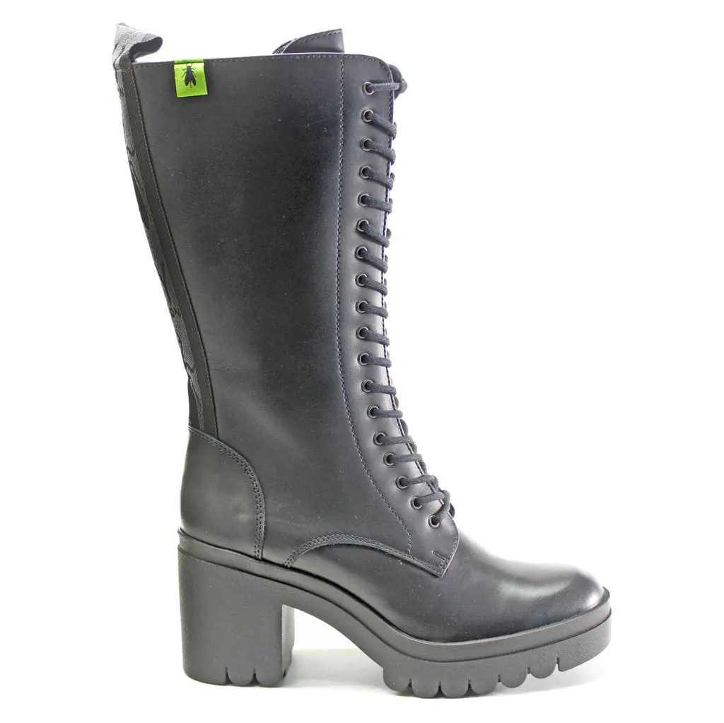 Fly London Taly884Fly Bottines Femme en Cuir à Talon Bloc avec Fermeture Éclair Mi-Mollet