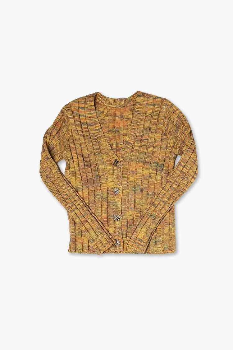 Forever 21 Cardigan en maille marbré pour filles (Enfants) Orange/Multicolore Forever 21
