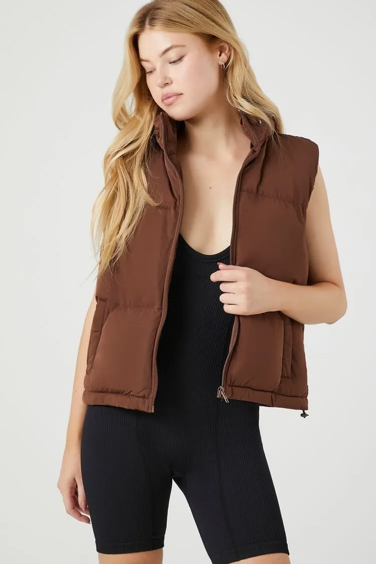 Veste matelassée zip pour femme Forever 21 Chocolat Forever 21
