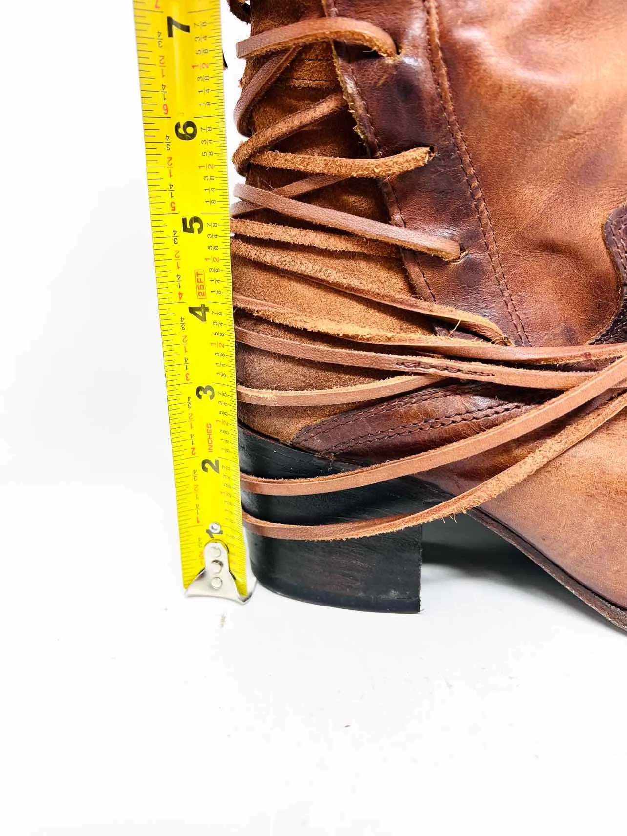 Chaussures Bottes en Cuir Lacées Marron Freebird Taille 9 État Tel Quel